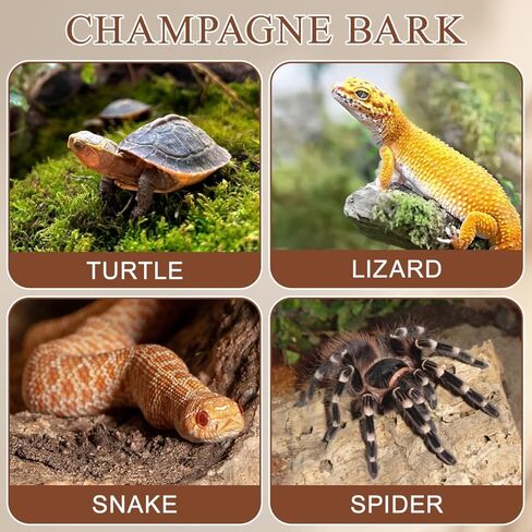 DOITOOL 4 قطع لحاء الفلين للزواحف، مسطحات الفلين لحاء الزواحف لخلفية Terrarium، تسلق حصيرة ديكور الموائل للعنكبوت السحلية الحرباء السلحفاة تحمل التنين in Kuwait