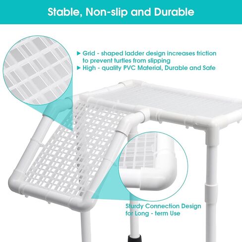 QUINTARA Extra-Large Aquatic Turtle Basking Platform & Sunbathing Dock - Elevated Basking Loft | Adjustable PVC Mount for Tanks ≥14", Non-Slip, Easy Assembly in Saudi Arabia