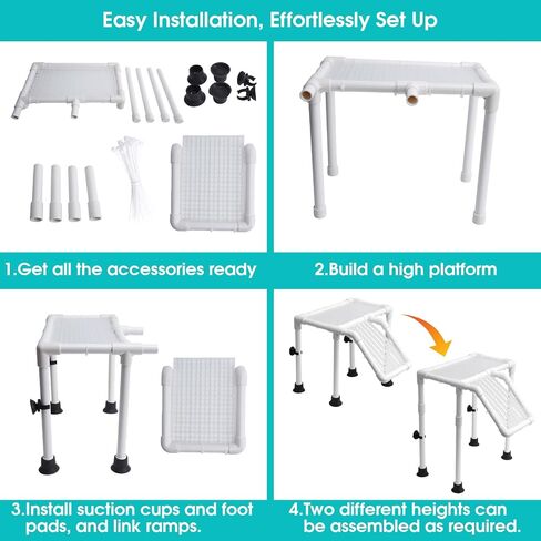 QUINTARA Extra-Large Aquatic Turtle Basking Platform & Sunbathing Dock - Elevated Basking Loft | Adjustable PVC Mount for Tanks ≥14", Non-Slip, Easy Assembly in Saudi Arabia
