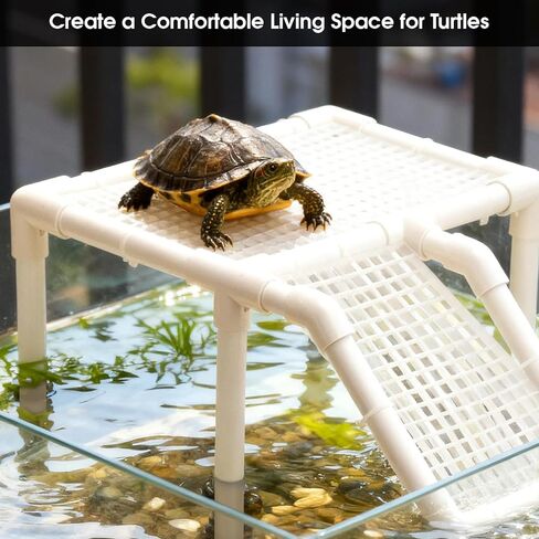 QUINTARA Extra-Large Aquatic Turtle Basking Platform & Sunbathing Dock - Elevated Basking Loft | Adjustable PVC Mount for Tanks ≥14", Non-Slip, Easy Assembly in Saudi Arabia
