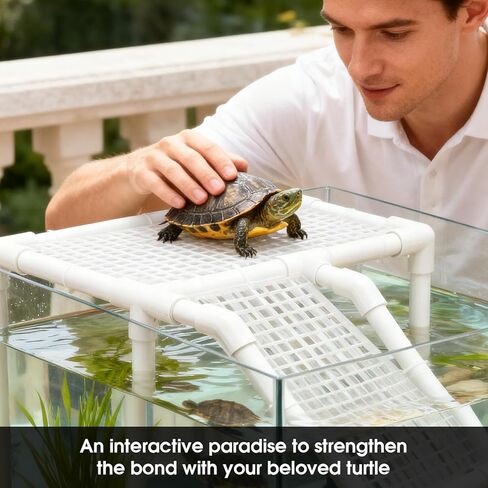 QUINTARA Extra-Large Aquatic Turtle Basking Platform & Sunbathing Dock - Elevated Basking Loft | Adjustable PVC Mount for Tanks ≥14", Non-Slip, Easy Assembly in Saudi Arabia