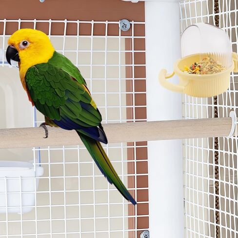 1 حزمة قفص الطيور المغذية لا فوضى موزع كوب مع جثم للببغاء الببغاء كوكاتيل Lovebird الطيور الصغيرة (أصفر) in Kuwait