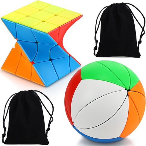 Jerify Ivy Cube 2 Pack Twist 3x3 Stickerless Cube Mini Ball Shaped Puzzles Toy 2 Styles Birthday Gifts Classroom Rewards School Supplies for Students Beginners Skilled Players in Saudi Arabia