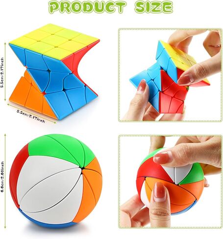 Jerify Ivy Cube 2 Pack Twist 3x3 Stickerless Cube Mini Ball Shaped Puzzles Toy 2 Styles Birthday Gifts Classroom Rewards School Supplies for Students Beginners Skilled Players in Saudi Arabia
