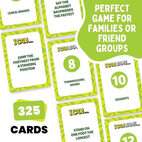 I Can Name... | Fast-Paced Family Party Game of Bidding & Brainpower | Hilarious Card Game Night, Party Game for Teens, and Adults, for Groups and Gatherings | 325 Fun Challenge Cards in Saudi Arabia