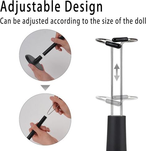 WCHOSOZH 8Pcs Adjustable Doll Stands, Action Figure Stands with Expandable Waist, Support Bracket Doll Racks for 4"-8" Dolls, Display Holder Accessories for Craft Party (15cm, Black) in Saudi Arabia