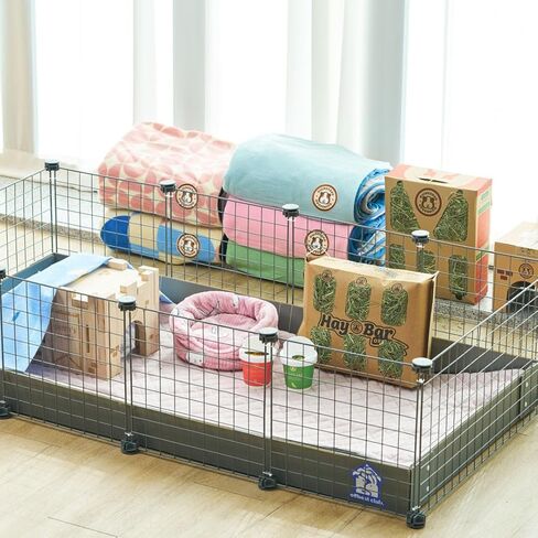 GuineaDad Piggy Condo - قفص C&C ممتاز لخنازير غينيا والحيوانات الصغيرة مع قاعدة Coroplast | شبكات أكريليك وC&C للحيوانات الأليفة الصغيرة (شبكات C&C، قياسية (29 بوصة × 58.5 بوصة × 14.5 بوصة)) in Kuwait