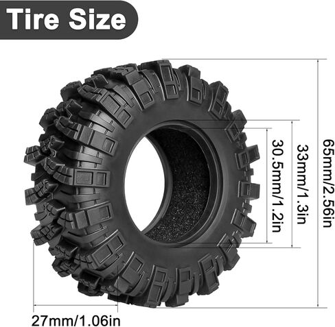 1.3" Crawler Tires Soft Rubber 1.3 RC Tires with Foam Insert for 1/18 TRX4M 1/24 SCX24 FCX24 RC Crawler Car Upgrade (4PCS) in Saudi Arabia