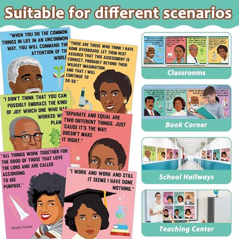 Black History Month Posters for Classroom Inspirational Black History Decorations Famous Scientist Posters African American Educational Science Motivational Wall Art for Bulletin Board, School, Home in Saudi Arabia