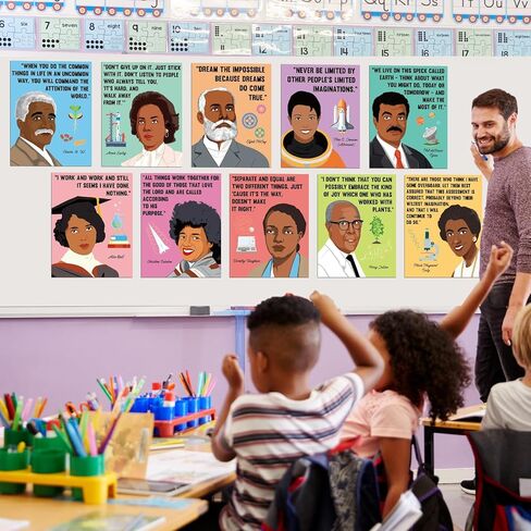 Black History Month Posters for Classroom Inspirational Black History Decorations Famous Scientist Posters African American Educational Science Motivational Wall Art for Bulletin Board, School, Home in Saudi Arabia