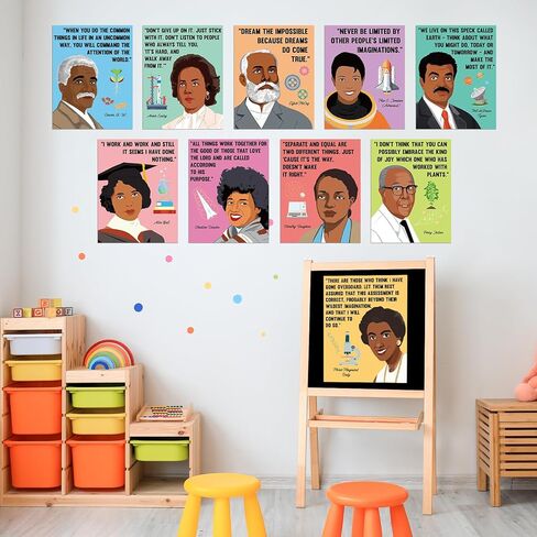 Black History Month Posters for Classroom Inspirational Black History Decorations Famous Scientist Posters African American Educational Science Motivational Wall Art for Bulletin Board, School, Home in Saudi Arabia
