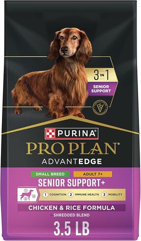 Purina Pro Plan AdvantEDGE Senior Support Plus طعام الكلاب الجاف الممزوج بالدجاج والأرز من السلالات الصغيرة - حقيبة 3.5 رطل in Kuwait