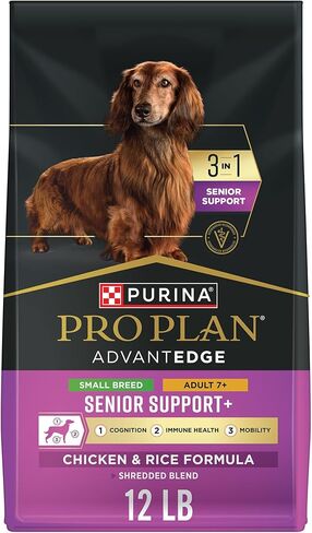 Purina Pro Plan AdvantEDGE Senior Support Plus طعام الكلاب الجاف الممزوج بالدجاج والأرز من السلالات الصغيرة - حقيبة 3.5 رطل in Kuwait