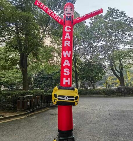 رجل أنبوب راقص قابل للنفخ لغسيل السيارات بطول 20 قدمًا مع علامة سيارة | دمية ملفتة للنظر مقاومة للعوامل الجوية للإعلان في الهواء الطلق وتعزيز أعمال غسيل السيارات (بدون منفاخ) (أحمر) in Kuwait