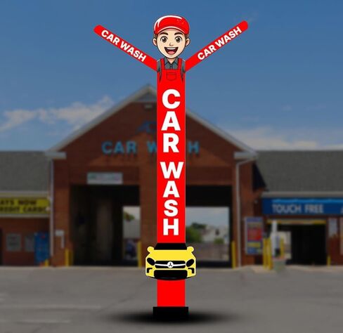 رجل أنبوب راقص قابل للنفخ لغسيل السيارات بطول 20 قدمًا مع علامة سيارة | دمية ملفتة للنظر مقاومة للعوامل الجوية للإعلان في الهواء الطلق وتعزيز أعمال غسيل السيارات (بدون منفاخ) (أحمر) in Kuwait