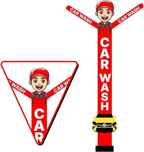 رجل أنبوب راقص قابل للنفخ لغسيل السيارات بطول 20 قدمًا مع علامة سيارة | دمية ملفتة للنظر مقاومة للعوامل الجوية للإعلان في الهواء الطلق وتعزيز أعمال غسيل السيارات (بدون منفاخ) (أحمر) in Kuwait