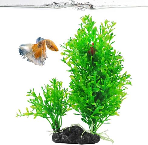 PINVNBY Artificial Plants for Betta Fish Tank,Plastic Aquarium Plant with Resin Base Realistic Goldfish Tank Aquatic Plants Decoration(Blue) in Saudi Arabia