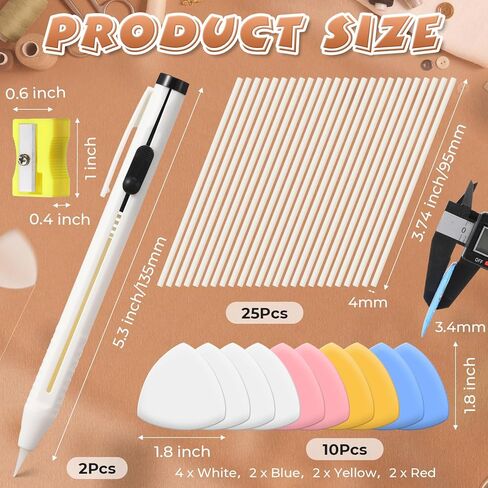 Motiskyy 38 Pcs Chalk Pencil Refillable Cartridge Set with Triangle Tailors Chalk, Sewing Fabric Pen and Heat Erasable Fabric Markers for Quilting, Sewing Supplies Accessories in Saudi Arabia