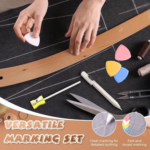 Motiskyy 38 Pcs Chalk Pencil Refillable Cartridge Set with Triangle Tailors Chalk, Sewing Fabric Pen and Heat Erasable Fabric Markers for Quilting, Sewing Supplies Accessories in Saudi Arabia