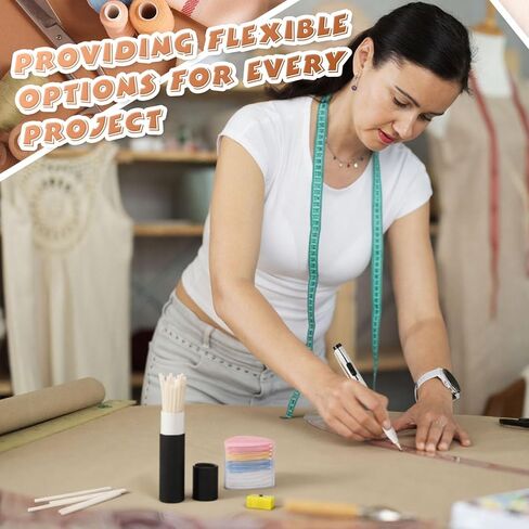 Motiskyy 38 Pcs Chalk Pencil Refillable Cartridge Set with Triangle Tailors Chalk, Sewing Fabric Pen and Heat Erasable Fabric Markers for Quilting, Sewing Supplies Accessories in Saudi Arabia