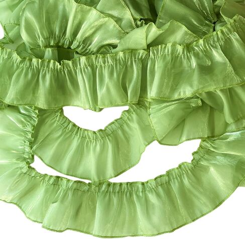 5.5 Yards Green Ruffle Lace Trim, 2.8'' Wide Pleated Lace Fabric Ribbon for Sewing DIY Clothing Wedding Home Decor in Kuwait