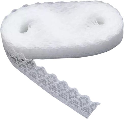 1pc White Lace Ribbon Roll, Fabric Vintage Pattern Roll Ribbons Trim Sewing Crafts for Gift DIY Wrapping Dress Decoration Wedding in Saudi Arabia