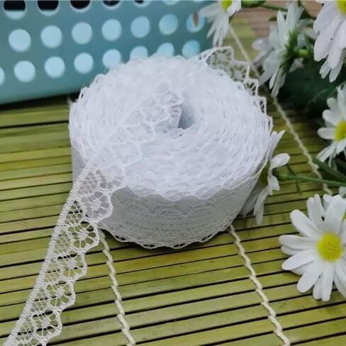 1pc White Lace Ribbon Roll, Fabric Vintage Pattern Roll Ribbons Trim Sewing Crafts for Gift DIY Wrapping Dress Decoration Wedding in Saudi Arabia
