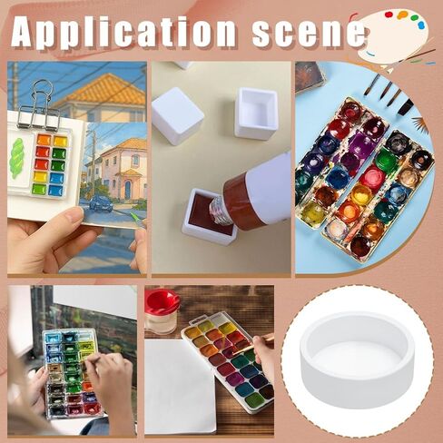 PH PandaHall 100pcs Flat Round Watercolor Pans 0.6ml Plastic Empty Paint Pans Small Pan Case Watercolor Pallet Pan for DIY Art Drawing Painting, Paint Palette, Travel Tin Case Palettes, White in Saudi Arabia