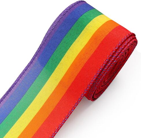 Rainbow Fabric Ribbon Strips for Gay Pride Month - LGBTQ+ Lesbian Gay Bisexual Transgender Burlap Wired Ribbon - Gift Wrapping, Home Party Crafts Decoration Supplies - 10 Yards in Saudi Arabia