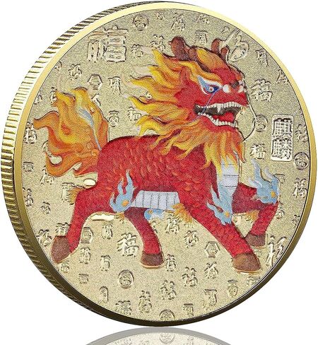 Mythical Qilin Lucky Coin Auspicious Token for Wealth and Prosperity Lottery Scratcher in Saudi Arabia