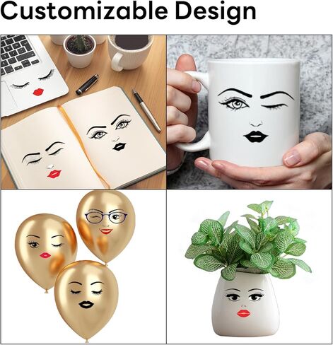 ملصقات وجه DIY للحرف اليدوية - عيون ممتعة ومبتكرة، شفاه، فم، حواجب، شارات أنف للهالوين، مستلزمات حفلات العطلات، وديكور أواني الزهور in Kuwait