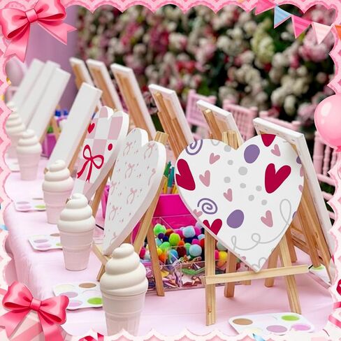 Tenceur 6 مجموعات Galentines على شكل قلب قماش مجموعات 7.87 بوصة قماش اللوحة مجموعة للبالغين على استعداد لطلاء لوحة فارغة ممتدة لعيد الحب Galentines يوم الفتيات السيدات ليلة الأصدقاء هدية للنساء in Kuwait