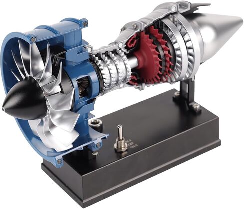 DM122 Mini Metal Turbofan Engine Model Kit That Works, 170+ Parts 1:20 Scale 4.41"H x 7"L x 3"W All-Metal Jet Engine Model with Transparent Cover, STEM Educational Assembly Kit, Desk Decoration Gift in Saudi Arabia
