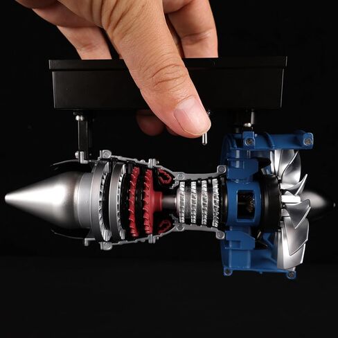 DM122 Mini Metal Turbofan Engine Model Kit That Works, 170+ Parts 1:20 Scale 4.41"H x 7"L x 3"W All-Metal Jet Engine Model with Transparent Cover, STEM Educational Assembly Kit, Desk Decoration Gift in Saudi Arabia