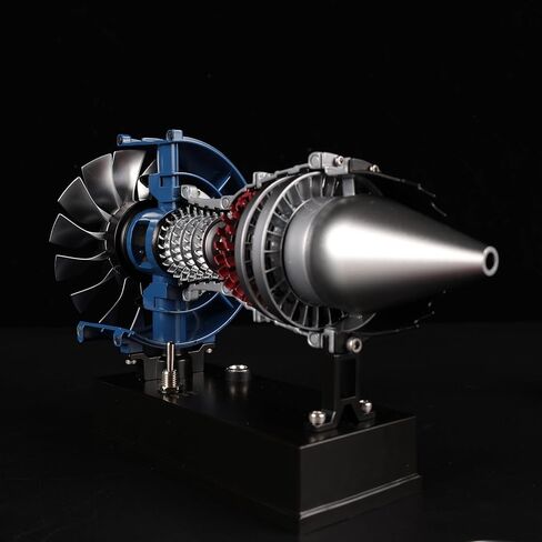DM122 Mini Metal Turbofan Engine Model Kit That Works, 170+ Parts 1:20 Scale 4.41"H x 7"L x 3"W All-Metal Jet Engine Model with Transparent Cover, STEM Educational Assembly Kit, Desk Decoration Gift in Saudi Arabia