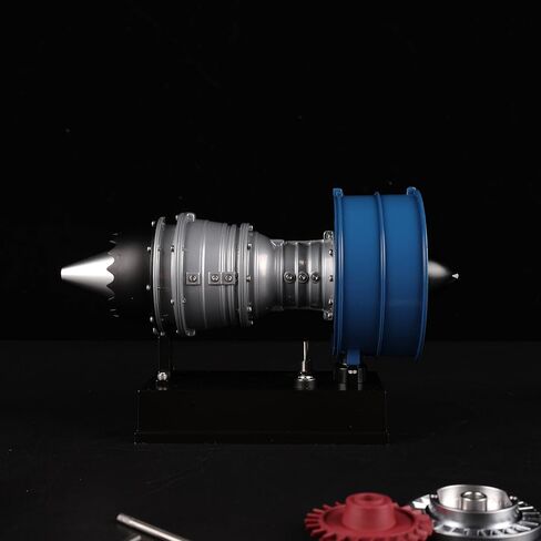 DM122 Mini Metal Turbofan Engine Model Kit That Works, 170+ Parts 1:20 Scale 4.41"H x 7"L x 3"W All-Metal Jet Engine Model with Transparent Cover, STEM Educational Assembly Kit, Desk Decoration Gift in Saudi Arabia