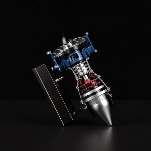 DM122 Mini Metal Turbofan Engine Model Kit That Works, 170+ Parts 1:20 Scale 4.41"H x 7"L x 3"W All-Metal Jet Engine Model with Transparent Cover, STEM Educational Assembly Kit, Desk Decoration Gift in Saudi Arabia