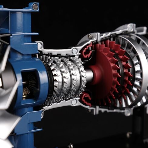 DM122 Mini Metal Turbofan Engine Model Kit That Works, 170+ Parts 1:20 Scale 4.41"H x 7"L x 3"W All-Metal Jet Engine Model with Transparent Cover, STEM Educational Assembly Kit, Desk Decoration Gift in Saudi Arabia