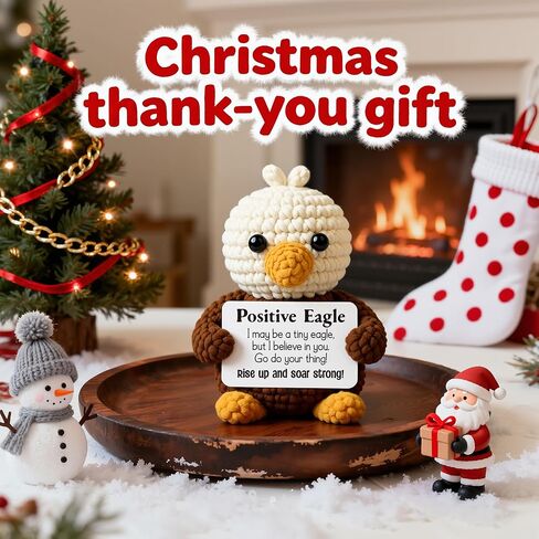 Positive Crochet Eagle Gift–Handmade Inspirational Decor for Women Men Friends Coworkers,Encouragement Symbol of Strength & Freedom,Motivational Desk Ornament,Uplifting Christmas Birthday Gift Idea in Kuwait