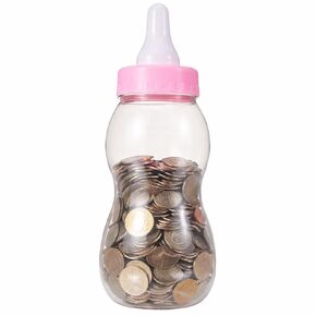 Garneck 11 Inch Jumbo Pink Baby Bottle Piggy Bank - Large Plastic Money Saving Jar for Girls - Giant Fillable Candy Container for Baby Shower Game Centerpiece Nursery Decor in Saudi Arabia
