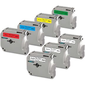 شريط لاصق لاصق ملون متوافق مع Brother P-Touch M Series Tape MK131 MK231 MK431 MK531 MK631 MK731 لـ Ptouch PT-M95 PT-90 PT-80 PT-70 PT-65 PT-45M Label Maker Tape 12mm 0.47، 7 Pack in Kuwait
