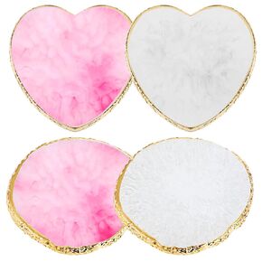 4 قطع لوحة فنية للأظافر من الراتنج، صينية خلط طلاء الأظافر بحافة ذهبية، لوحة عرض فنية للأظافر، حامل طلاء الأظافر لتصميم الأظافر، أدوات المانيكير لفناني الأظافر (على شكل قلب أبيض وردي) in Kuwait