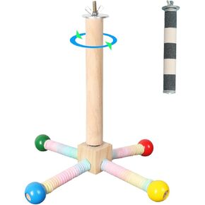 قطعتان من ألعاب مجثم الطيور للببغاء، مجثم ببغاء خشبي بزاوية 360 درجة لأقفاص الطيور، لعبة دوارة تفاعلية لإنفاق الطاقة in Kuwait