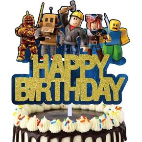 أغطية كعكة عيد ميلاد سعيد من كارتون بيكسل، موضوعات لعبة لطيفة وممتعة لتزيين كعكة عيد الميلاد، مناسبة لكل من الأولاد والبنات الذين يستمتعون بالألعاب (النمط 1) in Kuwait