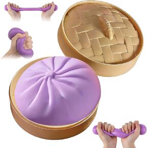 Giant Glitter Dumpling, Giant Dumpling Squishy, Cute Anxiety Relief Fidget Toy, Large Dumplings Squishy, Jumbo Squishy Toy with Steamer Box, Soft Squeeze Decompression Dough for Adults (Purple) in Kuwait