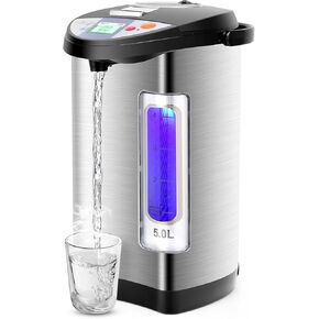 غلاية مياه وسخان من دورتالا، موزع مياه ساخن من الفولاذ المقاوم للصدأ سعة 5.28 لتر/5 لتر مع قفل أمان، إيقاف تلقائي وحماية من الحروق الجافة، 3 طرق للتوزيع، 5 إعدادات لدرجة الحرارة، تسخين فوري للشاي in Kuwait