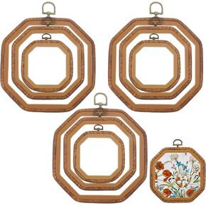 9 PCS Large Embroidery Hoop, Embroidery Frame Set Decorative Imitated Wood Display Frame Cross Stitch Hoop Cross Stitch Frames for DIY Sewing Craft and Hanging Ornaments Decor-Octagonal, 3 Sizes in Saudi Arabia