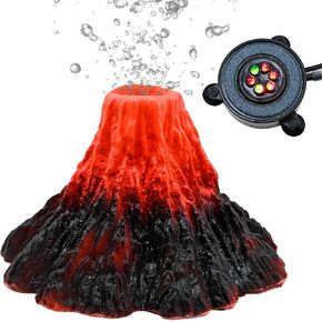 Aquarium Volcano Decoration Kit,Resin Volcano Ornament with Air Stone Bubbler Colored Light Decor for Fish Tank Landscape Addition and Oxygenation in Saudi Arabia