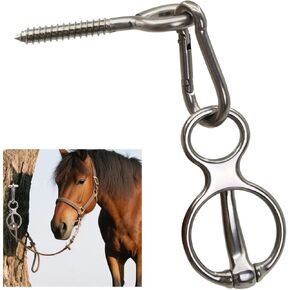 Horse Tie Ring Stainless Steel Horse tack and Supplies,Horse Training Equipment with Eye Bolt and Snaps Saddle,Quick Snap,Humane Way Prevent Horses from Pulling Back Safe Accessories (Black) in Kuwait