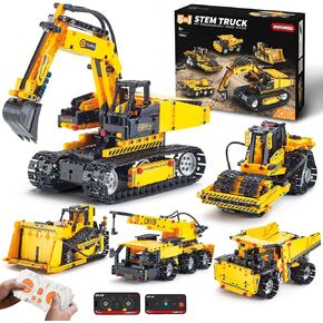 5-in-1 RC Construction Toys Technic Excavator Building Block Sets for Adults Ages 8-14,City Engineering Vehicle Model Kits with Remote Control, STEM Birthday Gift for Boys in Saudi Arabia